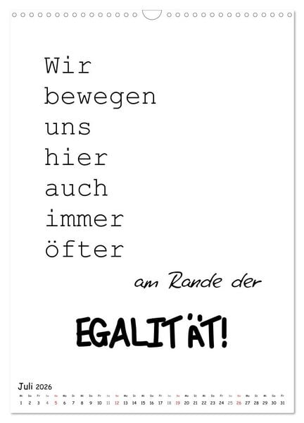 Produktbild: Typo-Kalender f&uuml;r das B&uuml;ro. Gemeine und lustige Spr&uuml;che (Wandkalender 2026 DIN A3 hoch), CALVENDO Monatskalender