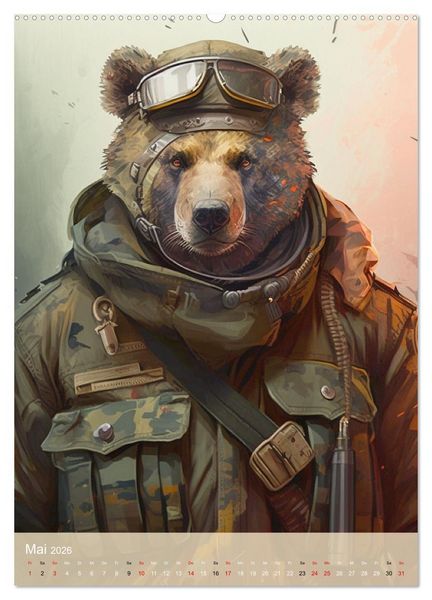 Produktbild: Tierische Krieger. Pelzige Soldaten im aktiven Dienst des Milit&auml;rs (Wandkalender 2026 DIN A2 hoch), CALVENDO Monatskalender