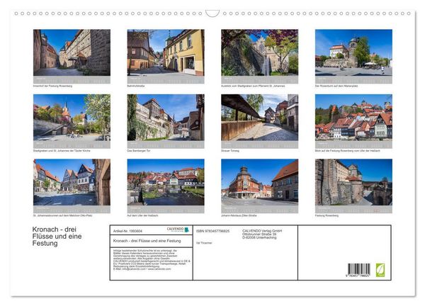 Produktbild: Kronach - drei Fl&uuml;sse und eine Festung (Wandkalender 2026 DIN A2 quer), CALVENDO Monatskalender
