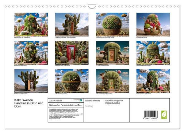 Produktbild: Kaktuswelten. Fantasie in Gr&uuml;n und Dorn (Wandkalender 2026 DIN A3 quer), CALVENDO Monatskalender