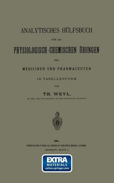 Produktbild: Analytisches H&uuml;lfsbuch f&uuml;r die Physiologisch-Chemischen &Uuml;bungen der Mediciner und Pharmaceuten in Tabellenform
