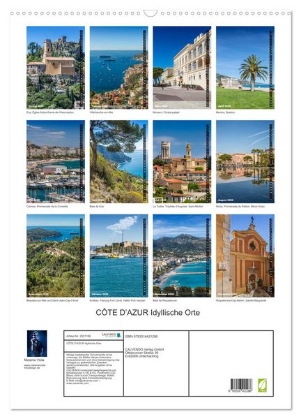 Produktbild: C&Ocirc;TE D&rsquo;AZUR Idyllische Orte (Wandkalender 2026 DIN A2 hoch), CALVENDO Monatskalender