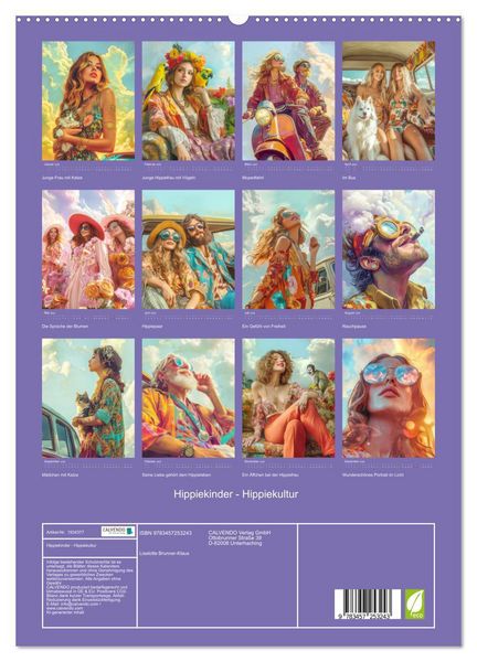 Produktbild: Hippiekinder - Hippiekultur (hochwertiger Premium Wandkalender 2026 DIN A2 hoch), Kunstdruck in Hochglanz