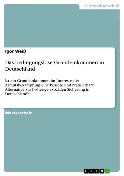 Produktbild: Das bedingungslose Grundeinkommen in Deutschland