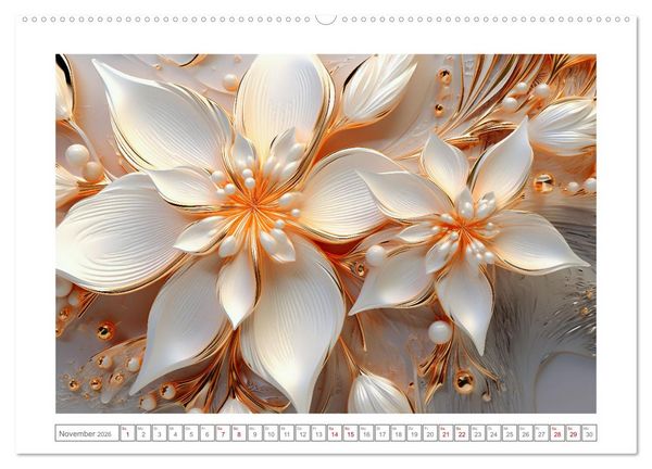 Produktbild: Eleganz in Gold und Orange (hochwertiger Premium Wandkalender 2026 DIN A2 quer), Kunstdruck in Hochglanz