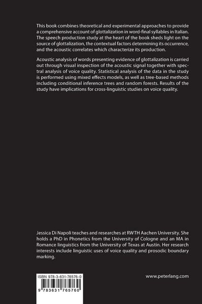 Produktbild: The Phonetics and Phonology of Glottalization in Italian