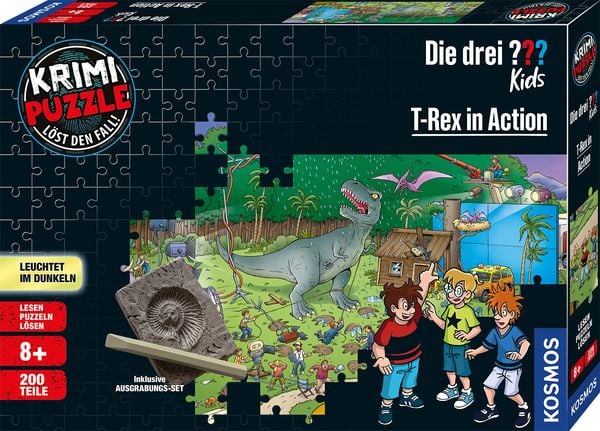 KOSMOS - Krimi-Puzzle - Die Drei ??? Kids: T-Rex in Action, 200 Teile