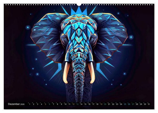 Produktbild: Elefanten - modern Art (Wandkalender 2026 DIN A2 quer), CALVENDO Monatskalender
