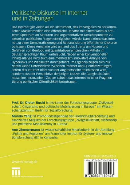 Produktbild: Politische Diskurse im Internet und in Zeitungen