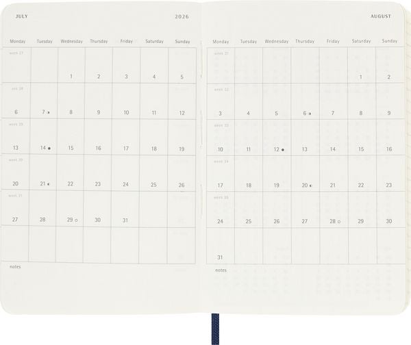 Produktbild: Moleskine 18 Monate Wochen Notizkalender 2025/2026, Pocket/A6, 1 Wo = 1 Seite, rechts linierte Seite, Weicher Einband, Saphir