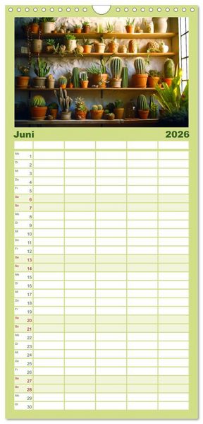 Produktbild: Familienplaner 2026 - Kaktuszauberland mit 5 Spalten (Wandkalender, 21 x 45 cm) CALVENDO