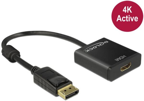 Delock DisplayPort / HDMI Adapterkabel DisplayPort Stecker, HDMI-A Buchse 0.20 m Schwarz 62607 vergoldete Steckkontakte 