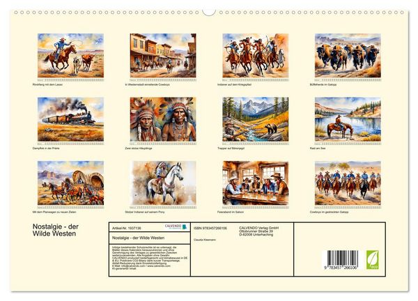 Produktbild: Nostalgie - der Wilde Westen (hochwertiger Premium Wandkalender 2026 DIN A2 quer), Kunstdruck in Hochglanz