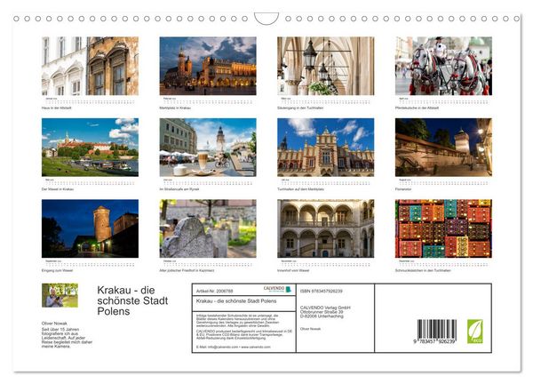 Produktbild: Krakau - die sch&ouml;nste Stadt Polens (Wandkalender 2026 DIN A3 quer), CALVENDO Monatskalender