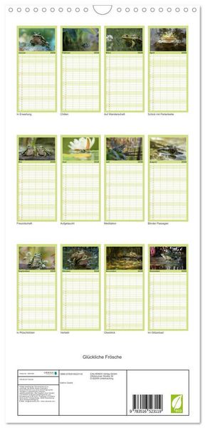 Produktbild: Familienplaner 2026 - Gl&uuml;ckliche Fr&ouml;sche mit 5 Spalten (Wandkalender, 21 x 45 cm) CALVENDO