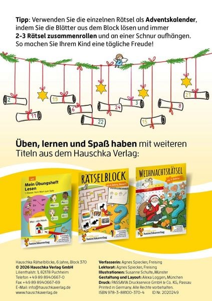 Produktbild: Weihnachtsr&auml;tsel &ndash; R&auml;tselblock ab 6 Jahre