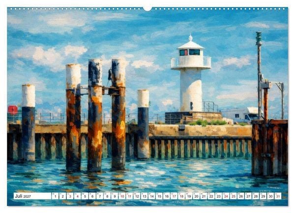 Produktbild: Leuchtt&uuml;rme an der Elbe - von Hamburg bis zur Elbm&uuml;ndung (hochwertiger Premium Wandkalender 2027 DIN A2 quer), Kunstdruck in Hochglanz