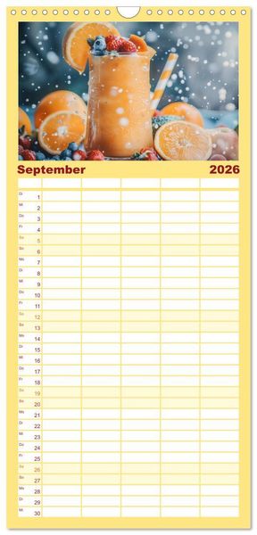 Produktbild: Familienplaner 2026 - Leckere Smoothies mit 5 Spalten (Wandkalender, 21 x 45 cm) CALVENDO