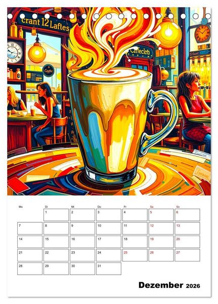 Produktbild: Kaffee trifft Kunst - Aromatische Pinselstriche (Tischkalender 2026 DIN A5 hoch), CALVENDO Monatskalender