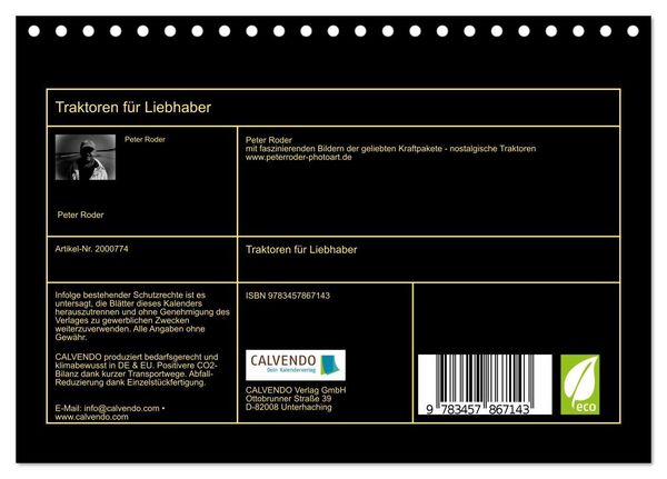 Produktbild: Traktoren f&uuml;r Liebhaber (Tischkalender 2026 DIN A5 quer), CALVENDO Monatskalender