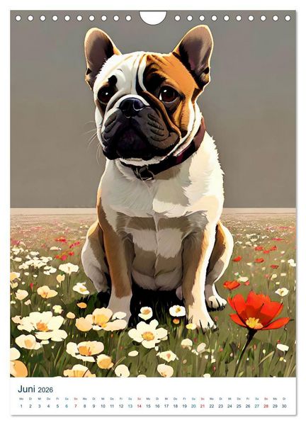 Produktbild: Franz&ouml;sische Bulldoggen. Kunstvoll gestaltete Portraits (Wandkalender 2026 DIN A4 hoch), CALVENDO Monatskalender