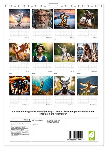 Produktbild: Gesch&ouml;pfe der griechischen Mythologie - Eine KI-Welt der griechischen G&ouml;tter, Kreaturen und Abenteurer (Wandkalender 2026 DIN A4 hoch), CALVENDO Monatskalender