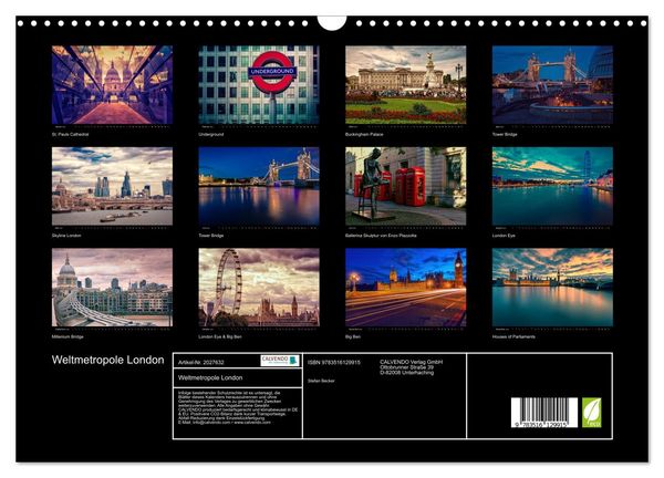 Produktbild: Weltmetropole London (Wandkalender 2026 DIN A3 quer), CALVENDO Monatskalender