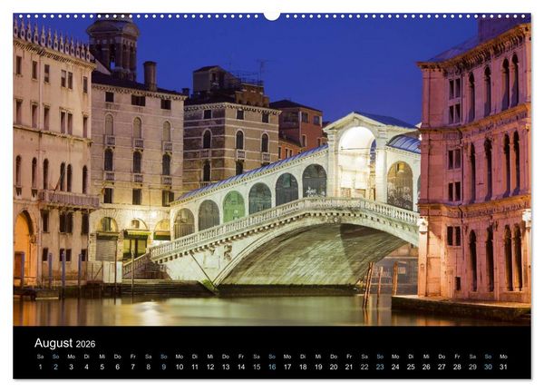 Produktbild: Venedig bei Nacht 2026 (hochwertiger Premium Wandkalender 2026 DIN A2 quer), Kunstdruck in Hochglanz