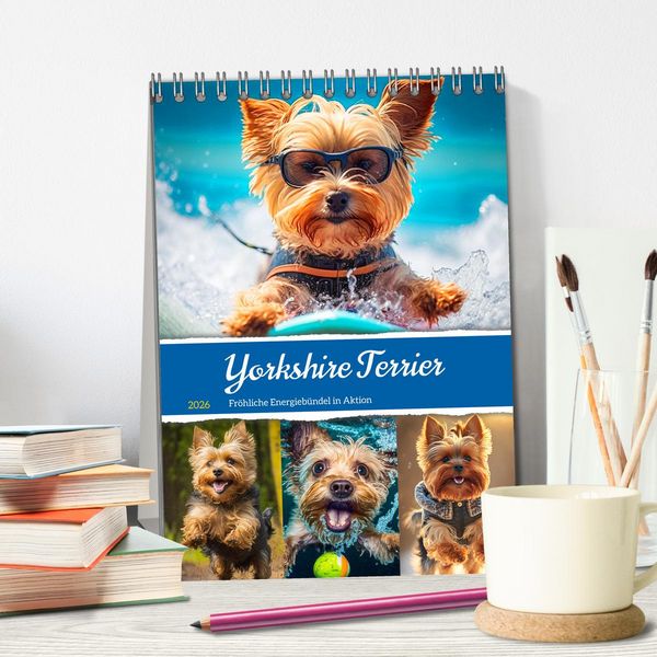 Produktbild: Yorkshire Terrier. Fr&ouml;hliche Energieb&uuml;ndel in Aktion (Tischkalender 2026 DIN A5 hoch), CALVENDO Monatskalender