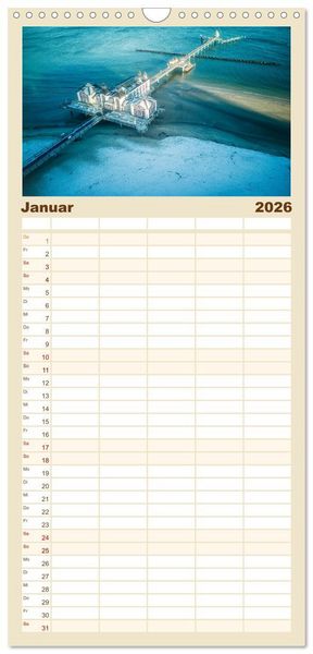 Produktbild: Familienplaner 2026 - &Auml;stehtik von oben mit 5 Spalten (Wandkalender, 21 x 45 cm) CALVENDO