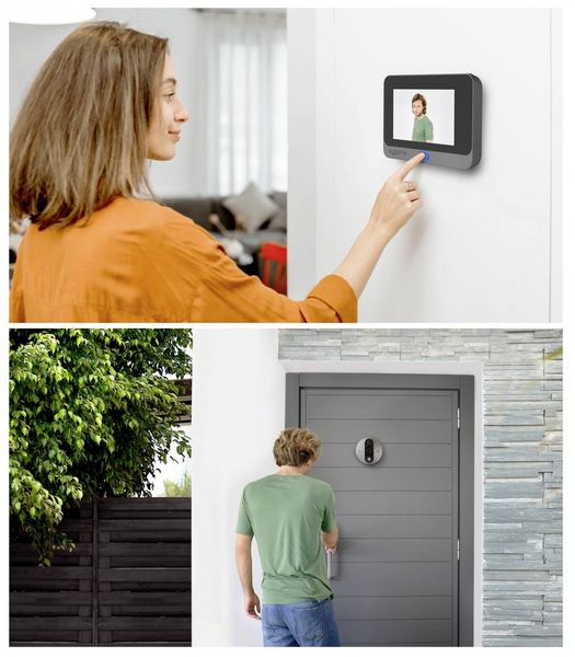 Produktbild: Sygonix IP-Video-T&uuml;rsprechanlage WLAN Kamera, Video-Inneneinheit Grau