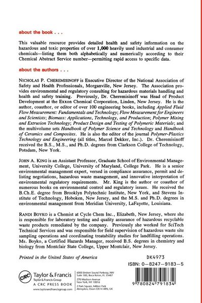 Produktbild: Dangerous Properties of Industrial and Consumer Chemicals