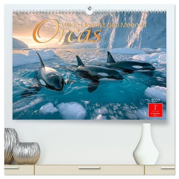 Produktbild: Orcas - Wilde Eleganz des Meeres (hochwertiger Premium Wandkalender 2027 DIN A2 quer), Kunstdruck in Hochglanz