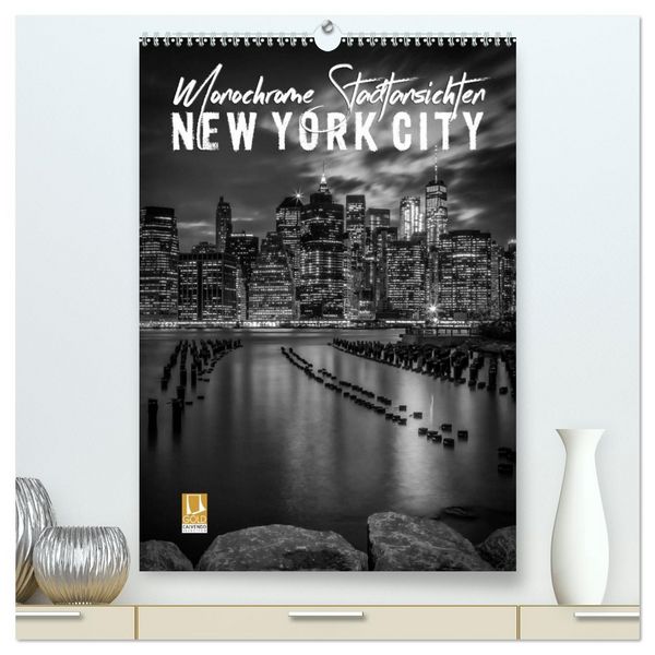 Produktbild: NEW YORK CITY Monochrome Stadtansichten (hochwertiger Premium Wandkalender 2026 DIN A2 hoch), Kunstdruck in Hochglanz