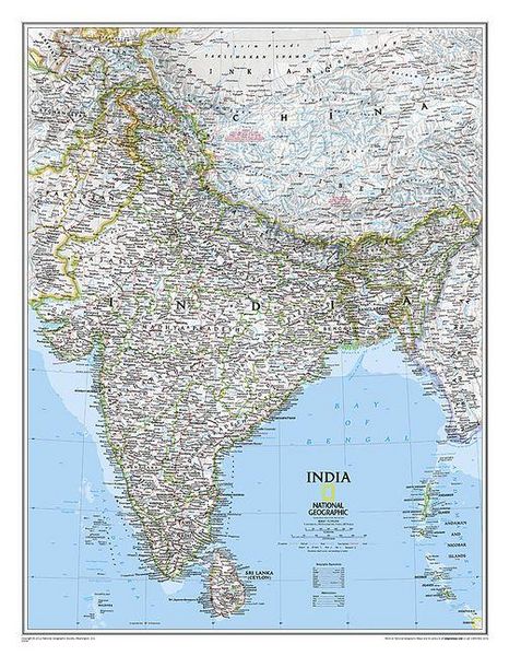 Produktbild: National Geographic India Wall Map - Classic (23.5 X 30.25 In)