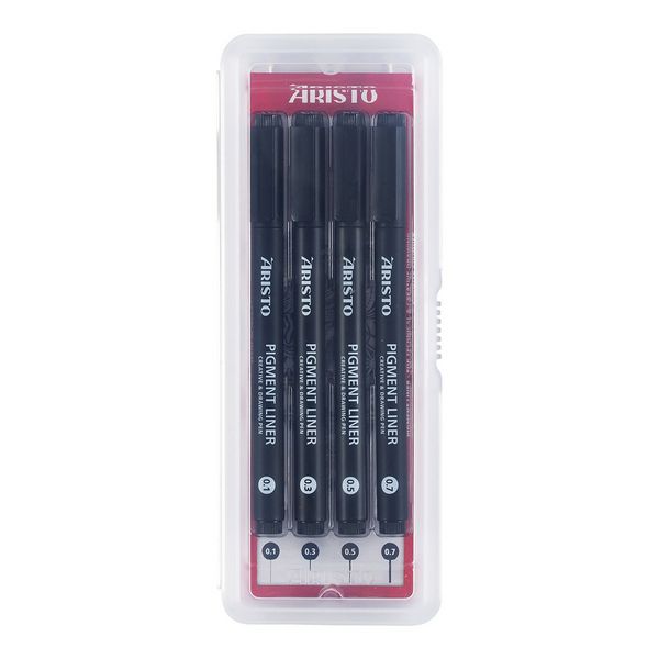 Produktbild: ARISTO Pigment Liner 4er-Set schwarz, St&auml;rken 0.1/0.3/0.5/0.7 mm