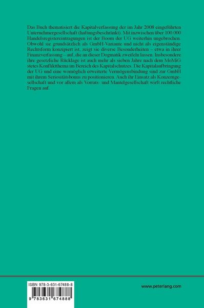 Produktbild: Die Kapitalverfassung der Unternehmergesellschaft (haftungsbeschr&auml;nkt)