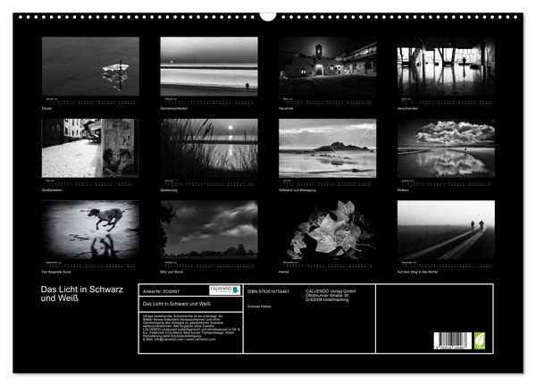 Produktbild: Das Licht in Schwarz und Wei&szlig; (Wandkalender 2026 DIN A2 quer), CALVENDO Monatskalender