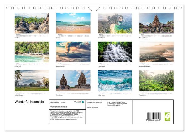 Produktbild: Wonderful Indonesia (Wall Calendar 2026 DIN A4 landscape), CALVENDO 12 Month Wall Calendar