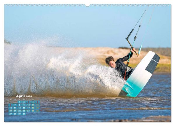 Produktbild: Kitesurfen: Mit Drachen am Meer (Wandkalender 2026 DIN A2 quer), CALVENDO Monatskalender