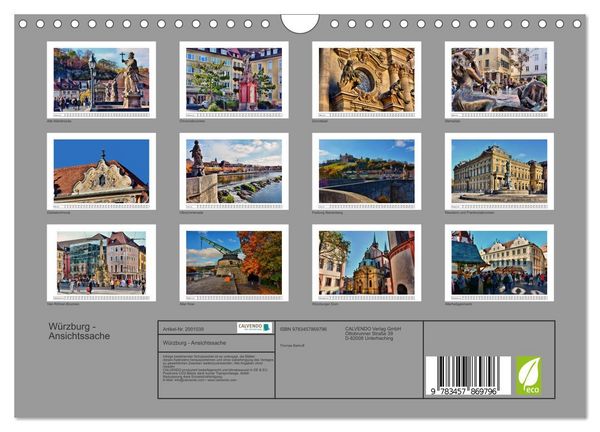 Produktbild: W&uuml;rzburg - Ansichtssache (Wandkalender 2026 DIN A4 quer), CALVENDO Monatskalender