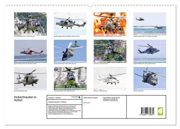 Produktbild: Hubschrauber in Action (Wandkalender 2026 DIN A2 quer), CALVENDO Monatskalender