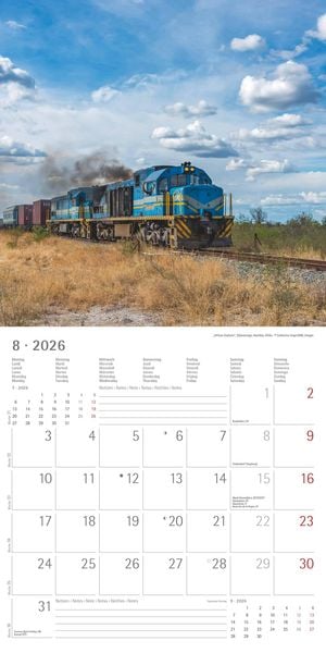 Produktbild: Eisenbahnen 2026 - Broschürenkalender 30x30 cm (30x60 geöffnet) - Kalender mit Platz für Notizen - Steam Engines - Bildkalender - Wandkalender