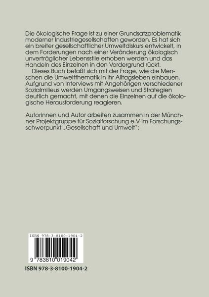 Produktbild: Umweltbewu&szlig;tsein und Alltagshandeln