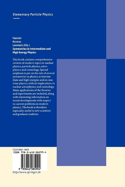 Produktbild: Symmetries in Intermediate and High Energy Physics