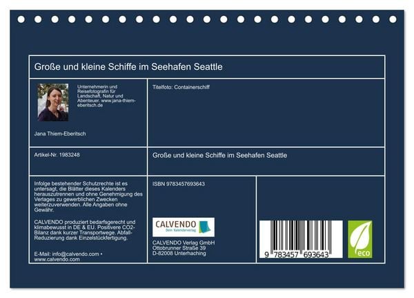 Produktbild: Gro&szlig;e und kleine Schiffe im Seehafen Seattle (Tischkalender 2026 DIN A5 quer), CALVENDO Monatskalender
