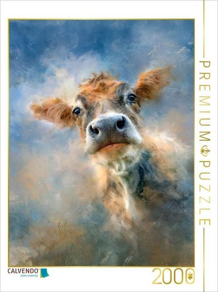 CALVENDO Puzzle Kuh, ein verträumter Blick in die Natur | 2000 Teile Lege-Größe 90 × 67 cm Foto-Puzzle für glückliche Stunden