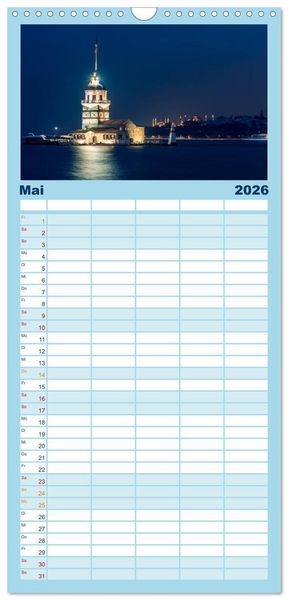Produktbild: Familienplaner 2026 - Istanbul - Stadt am Bosporus mit 5 Spalten (Wandkalender, 21 x 45 cm) CALVENDO