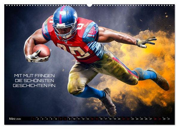 Produktbild: American Football und Motivation (hochwertiger Premium Wandkalender 2026 DIN A2 quer), Kunstdruck in Hochglanz