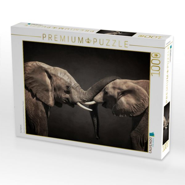Produktbild: CALVENDO Puzzle Two Elephants | 1000 Teile Lege-Gr&ouml;&szlig;e 64x48cm Foto-Puzzle f&uuml;r gl&uuml;ckliche Stunden